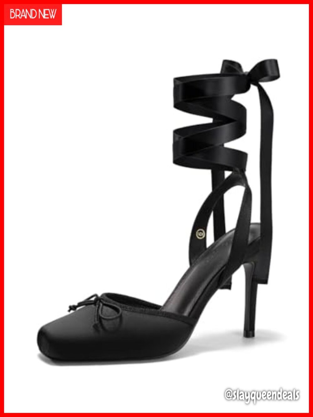 Ballet High Heels Satin Closed Square Toe Lace Up Bow Pumps Prom Heels